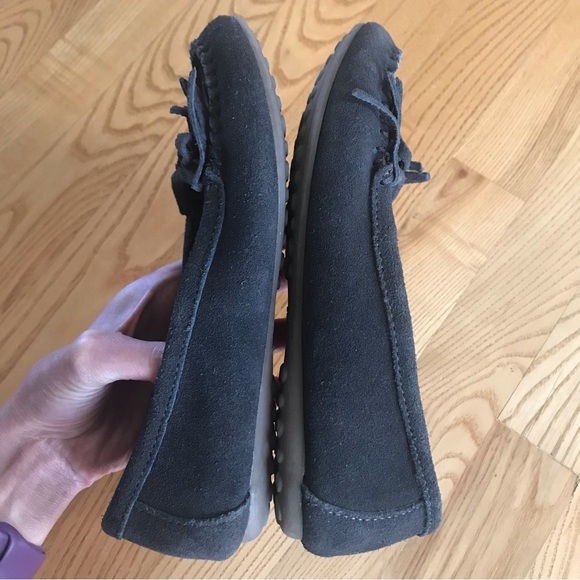 Minnetonka Kilty moccasins suede leather shoes charcoal gray womens size 6.5 - Picture 6 of 13